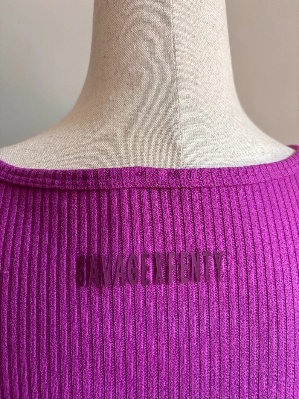 Savage Fenty Ribbed Purple Tank Top Women’s Size Small Square Neck Stretch Y2K